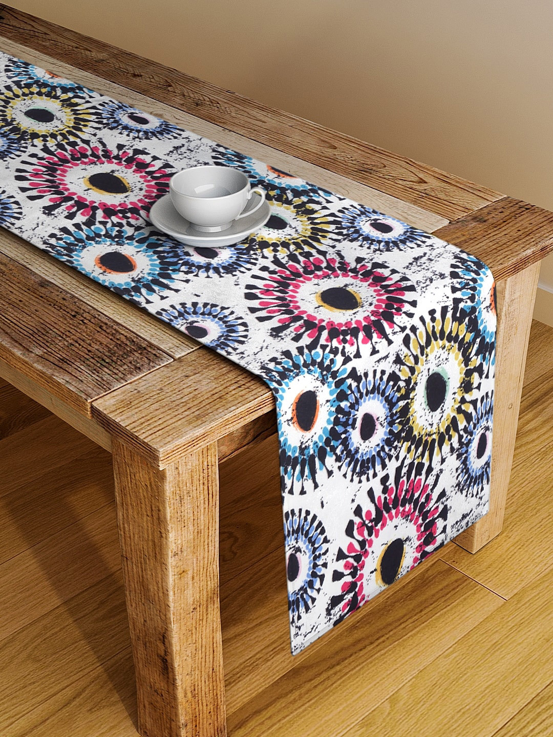 Alina decor Blue & Black Abstract Digital Printed Table Runner