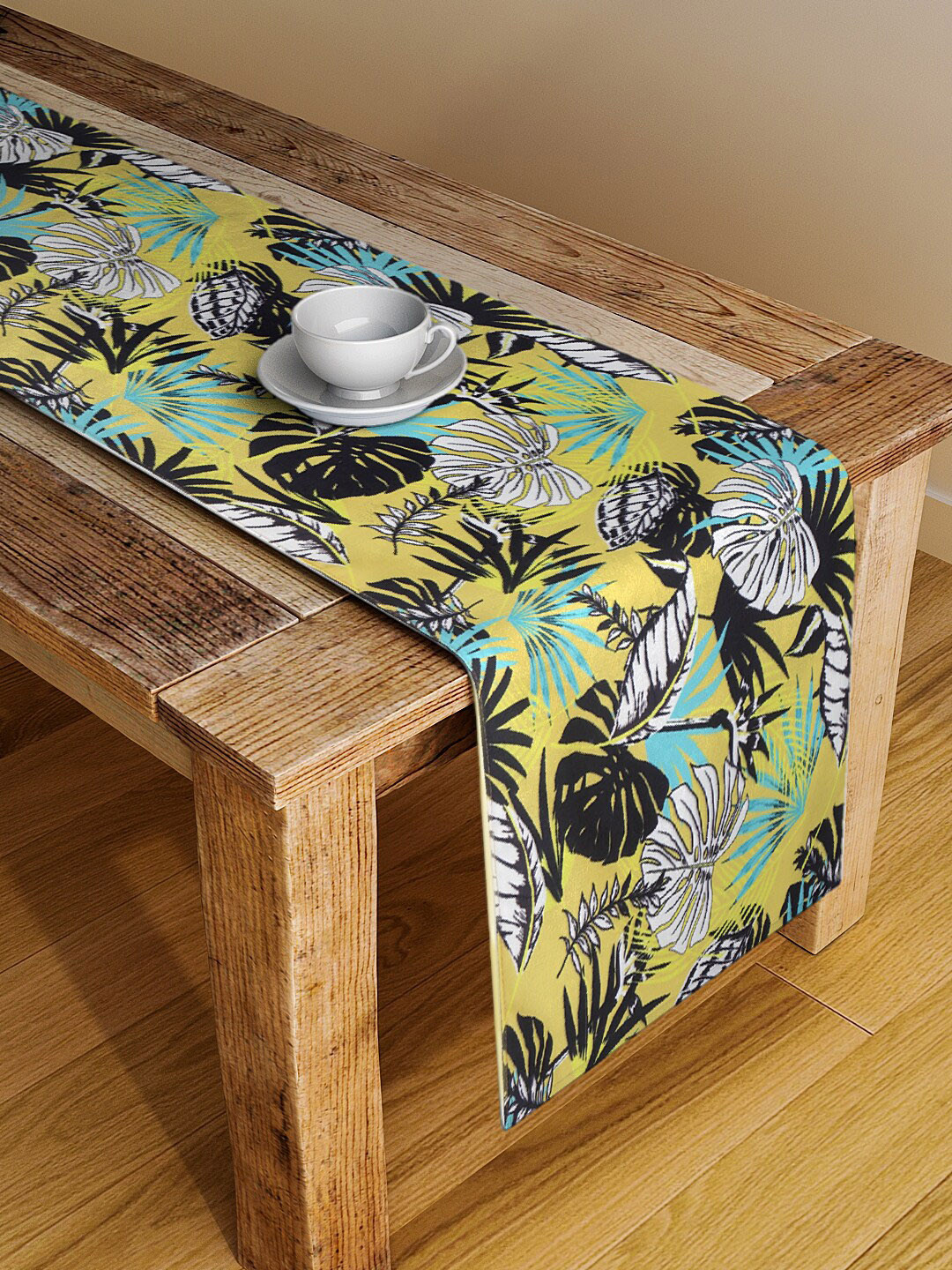 Alina decor Green & Black Tropical Digital Printed Table Runner