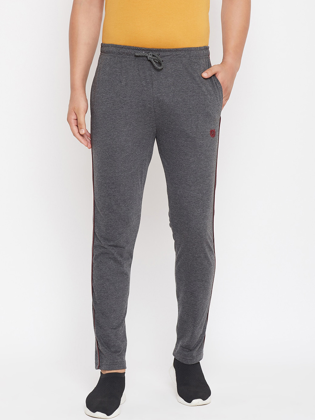 Adobe Men Charcoal Grey Solid Straight-Fit Track Pants