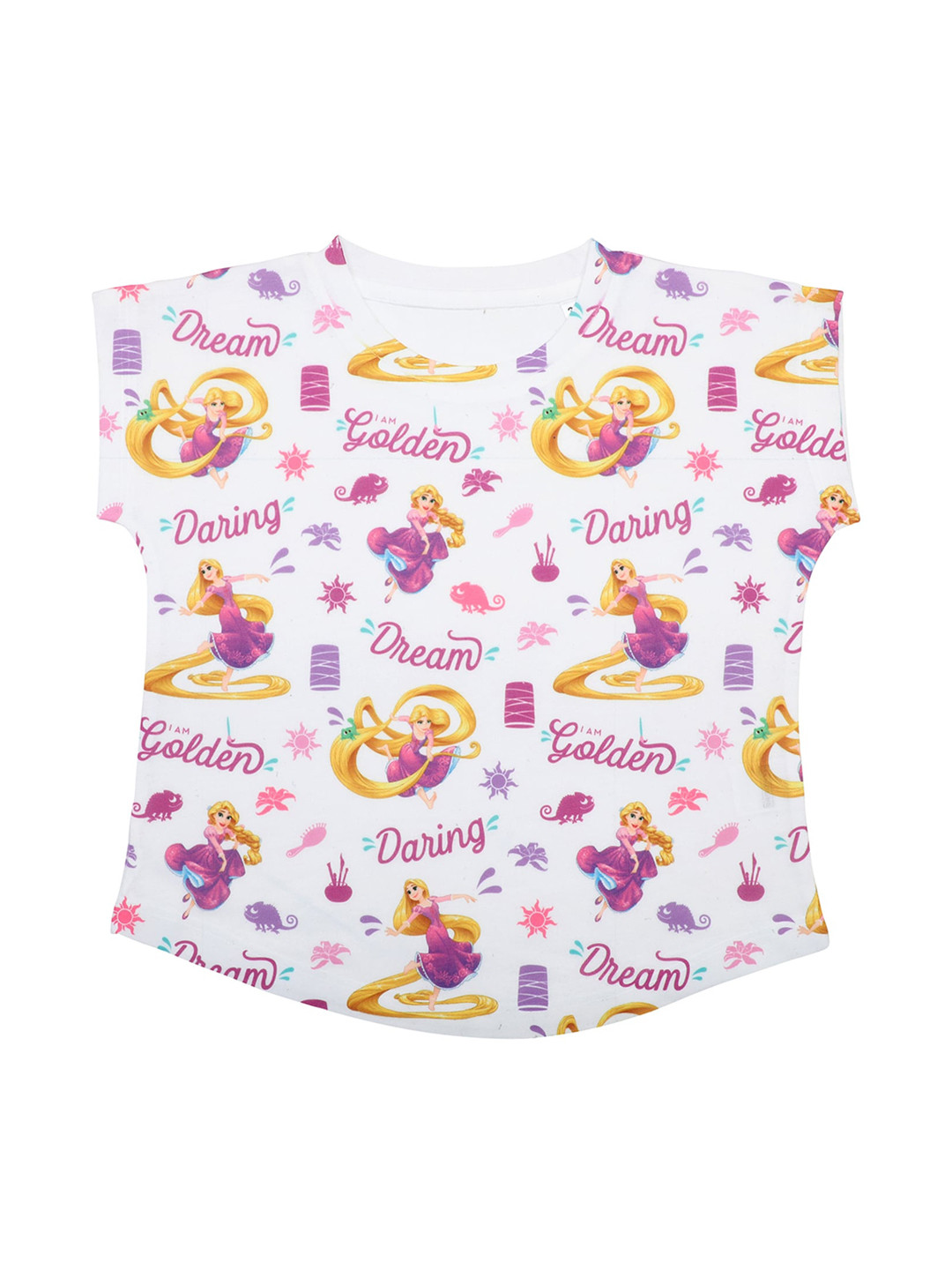 Disney by Wear Your Mind Girls White Princess  Printed Top