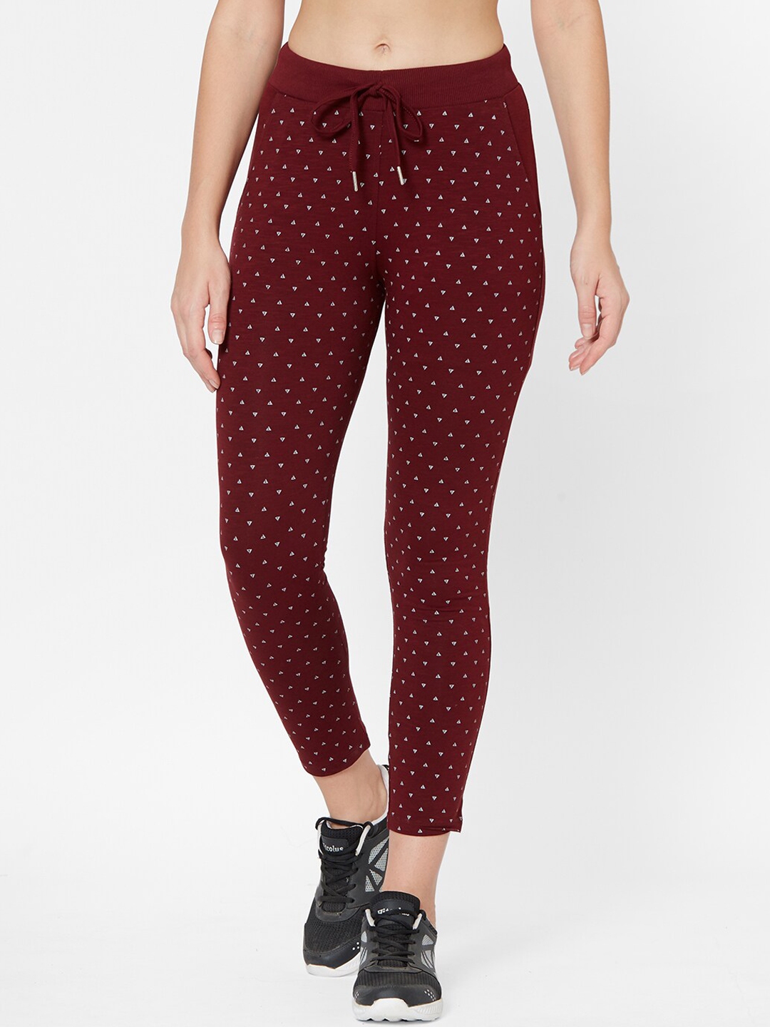 Price History of Juliet Women Maroon White Printed Sports Active Wear Slim Fit Track Pants from Myntra 111 3649330