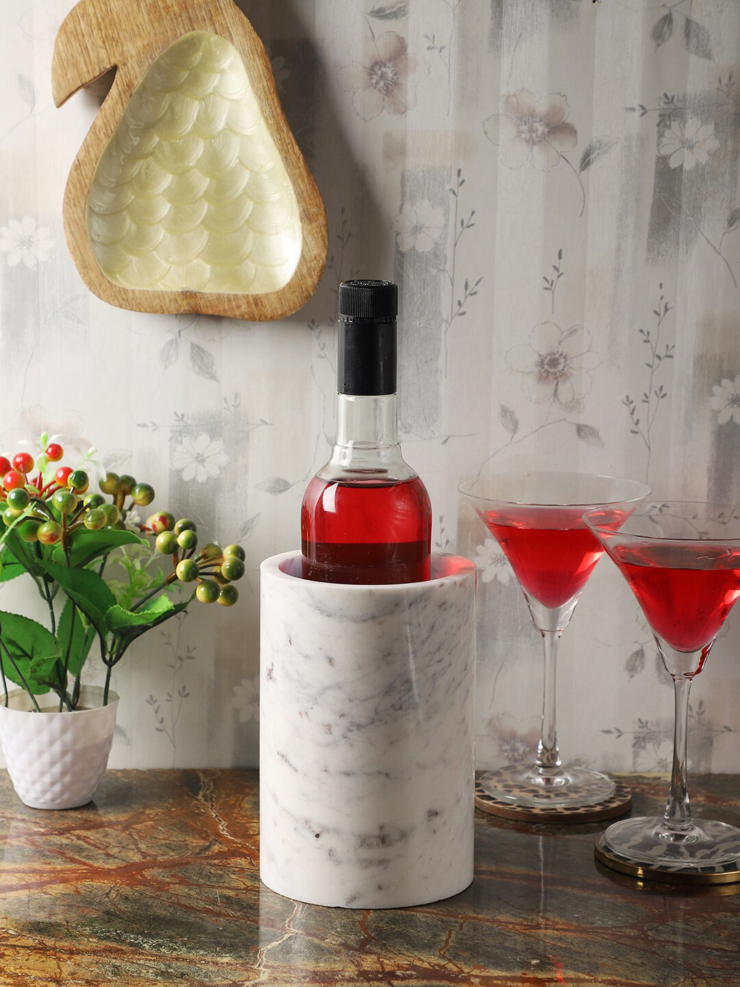 NikkisPride White & Grey Marble Wine Rack