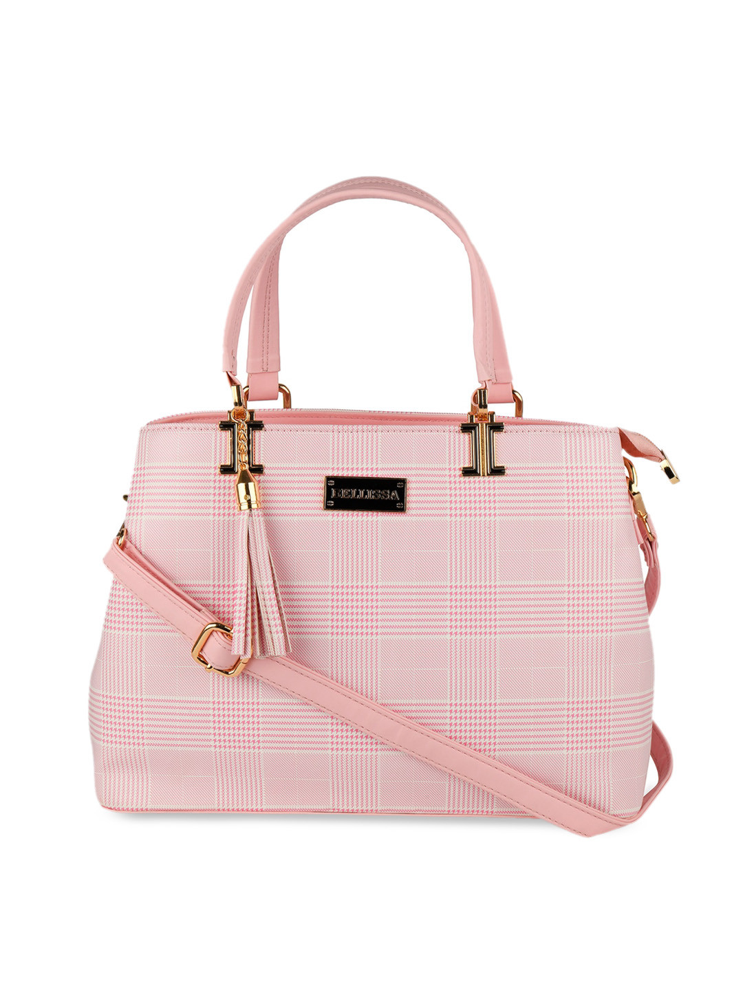 Bellissa Pink Checked Design Handheld Bag