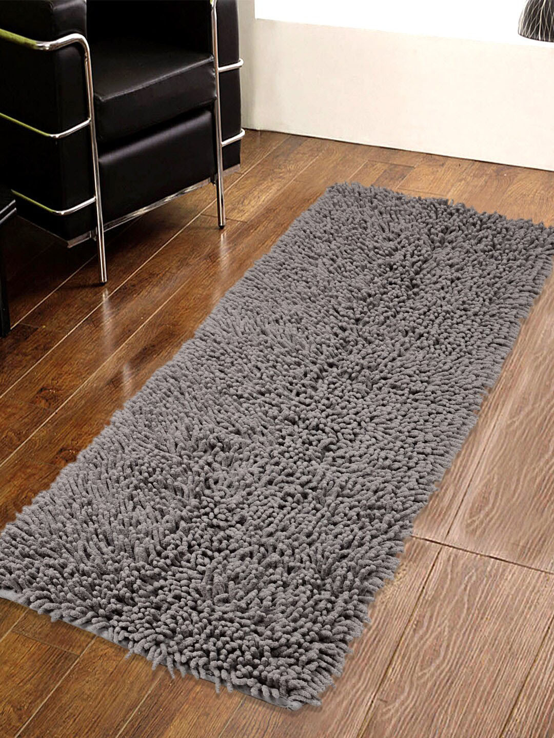 Saral Home Grey Solid Anti-Skid Runner