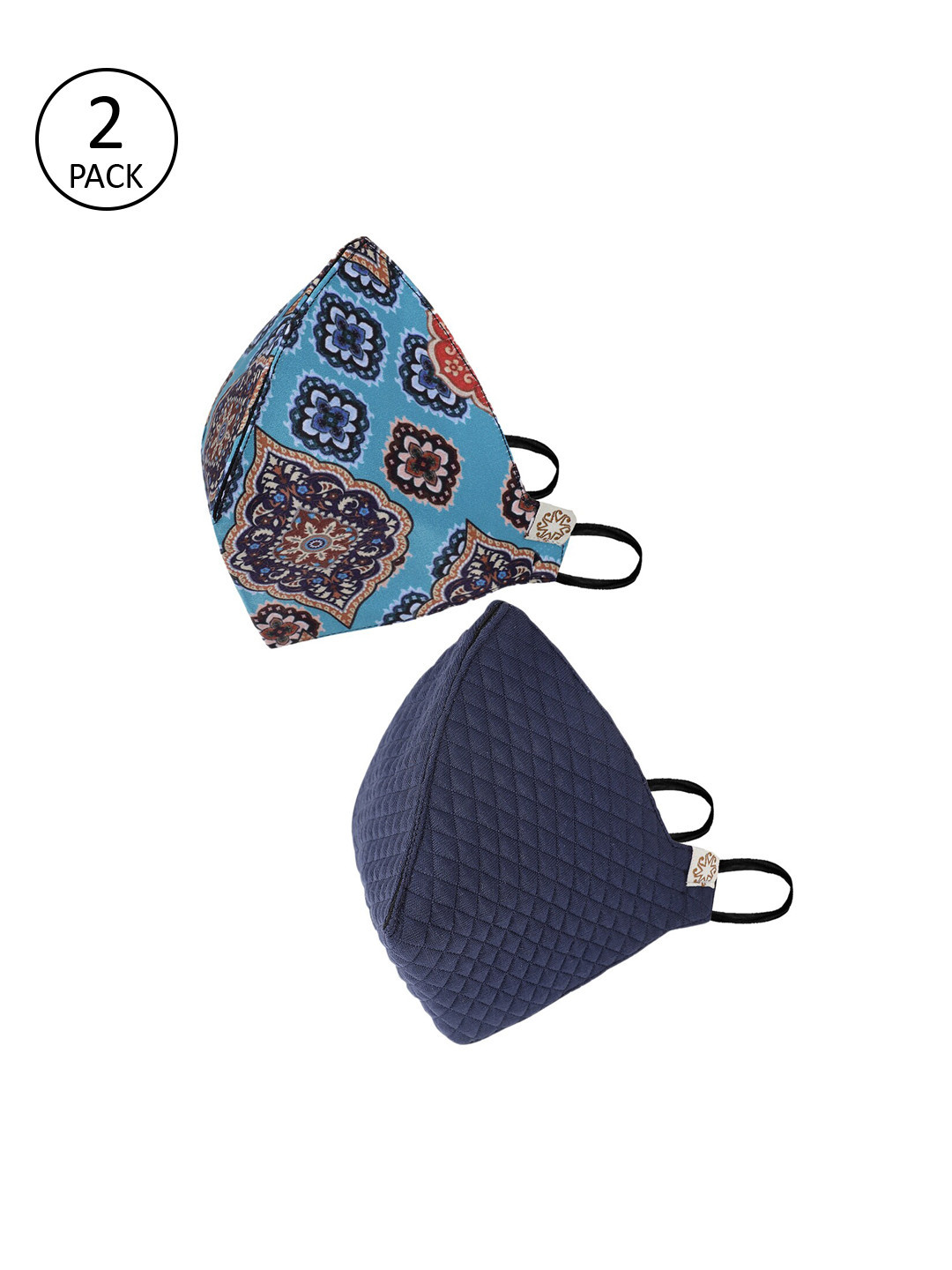 VASTRAMAY Unisex 2 Pcs 4-Ply Reusable Outdoor Fashion Masks With Fible Potli Bag