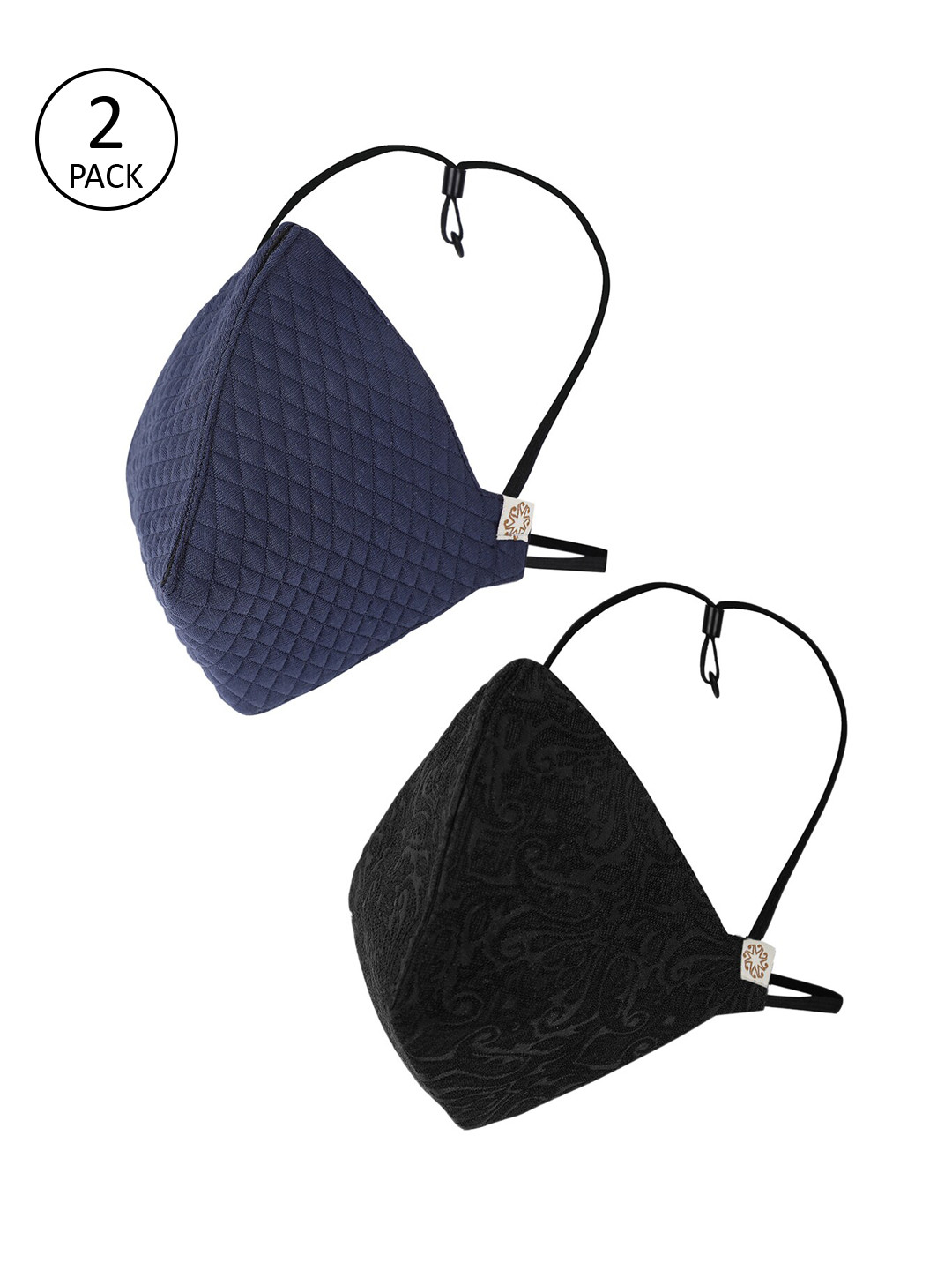 VASTRAMAY Unisex 2 Pcs Solid 4-Ply Anti-Pollution Reusable Cloth Masks