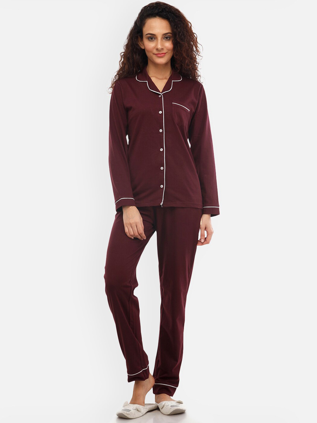 Nite Flite Women Maroon Night suit