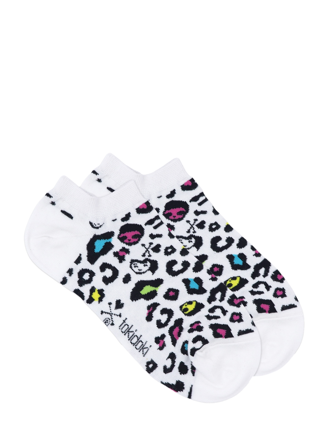 Balenzia Women White   Black Animal Printed Ankle Length Socks