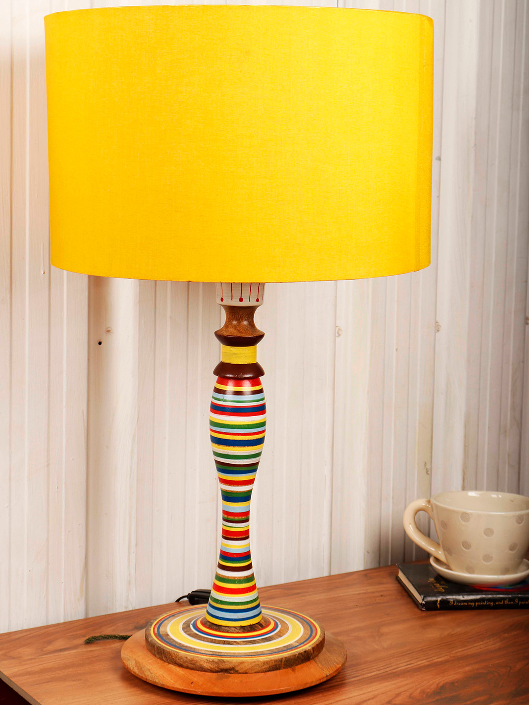 Grated Ginger Yellow Solid Bedside Standard Table Lamp with Shade