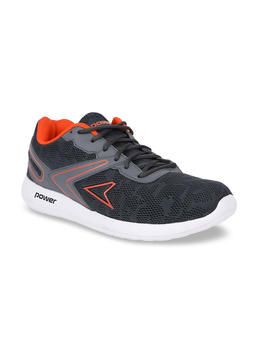 Power Men Grey & Black Mesh Running Shoes