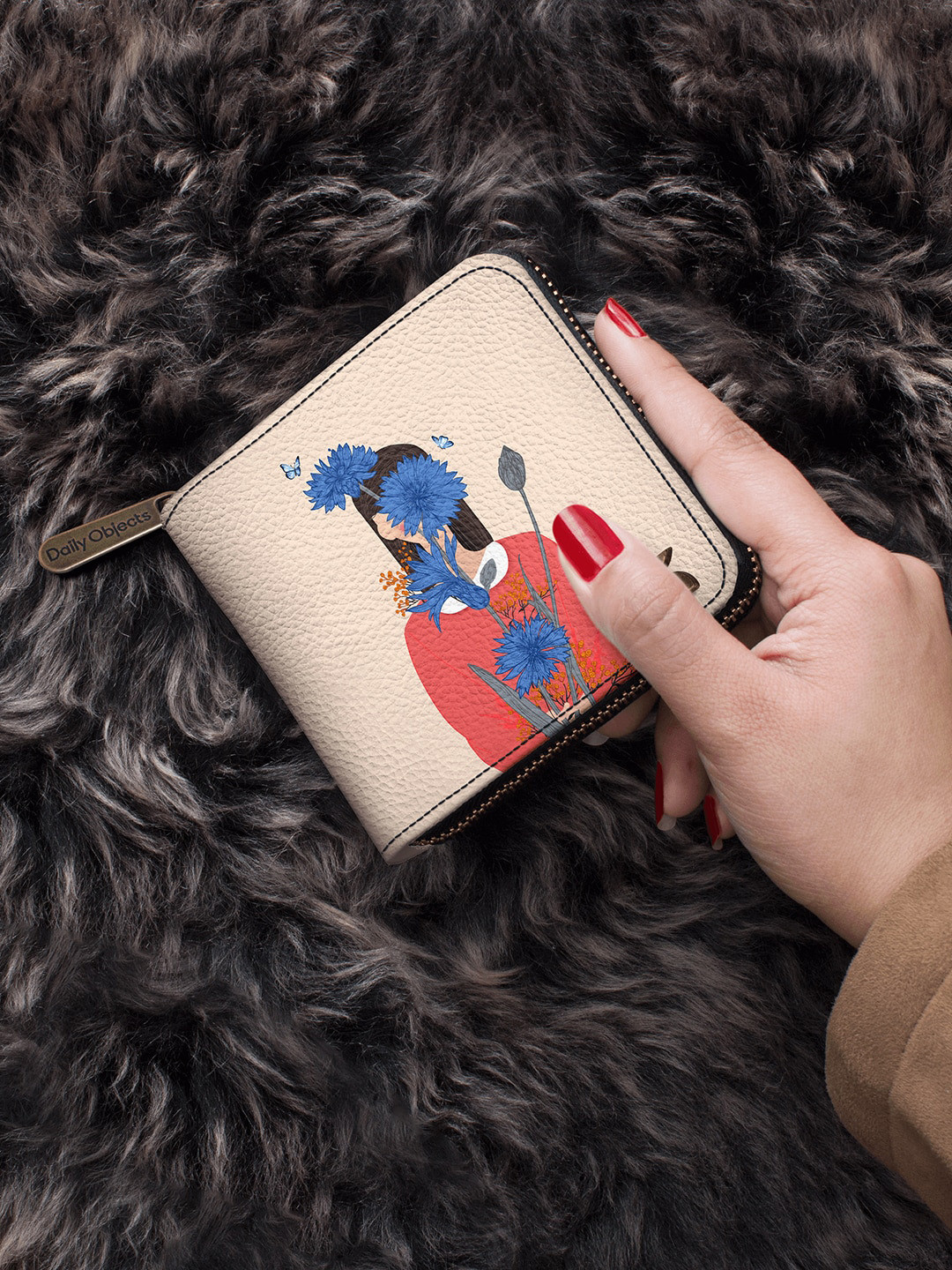 DailyObjects Women Beige Printed Zip Around Wallet