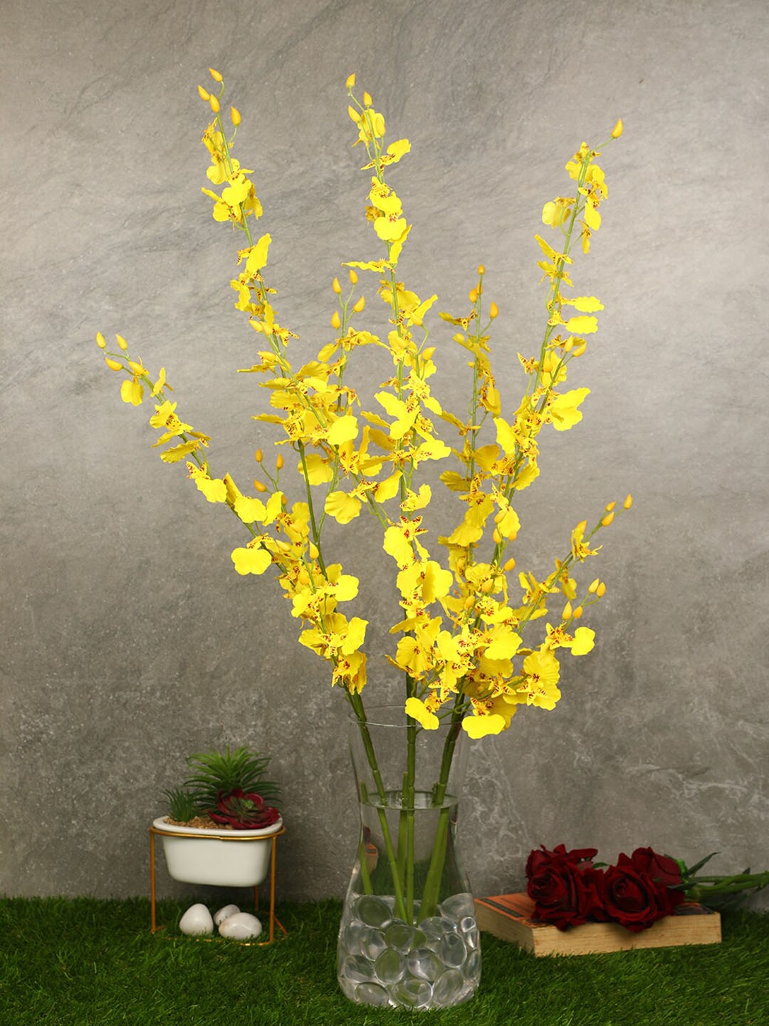PolliNation Yellow Set of 3 Radiant Artificial Orchid Flowers