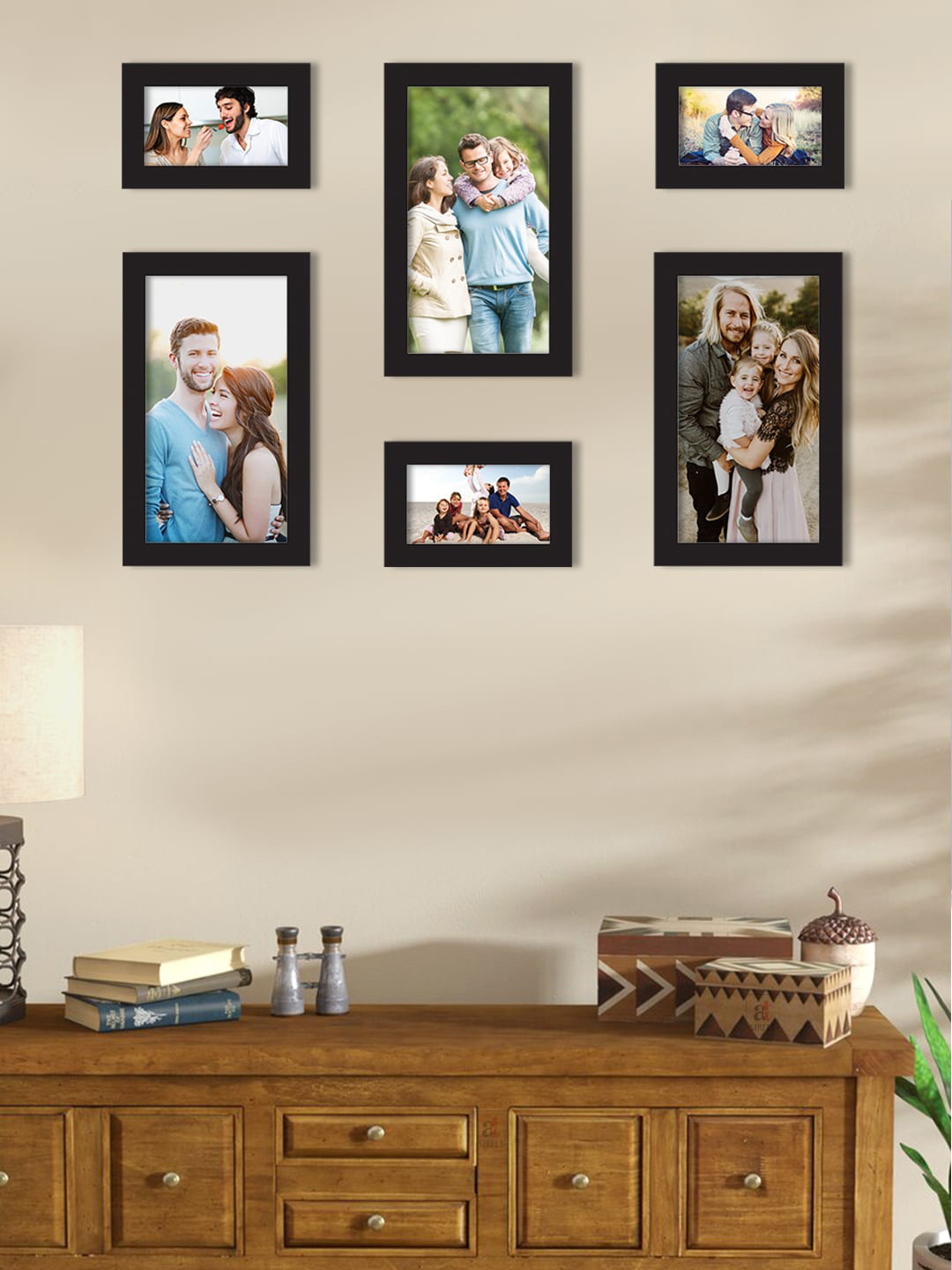 Art Street Unisex Black Solid Set of 6 Individual Photo Frames