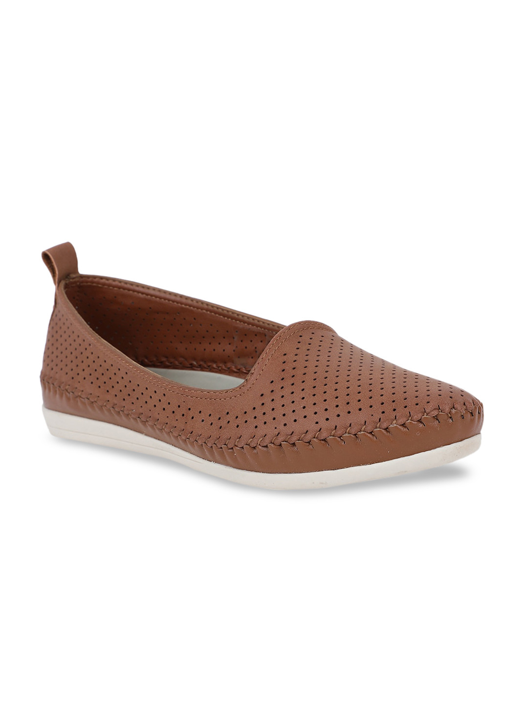 Bata comfit Women Brown Textured PU Ballerinas
