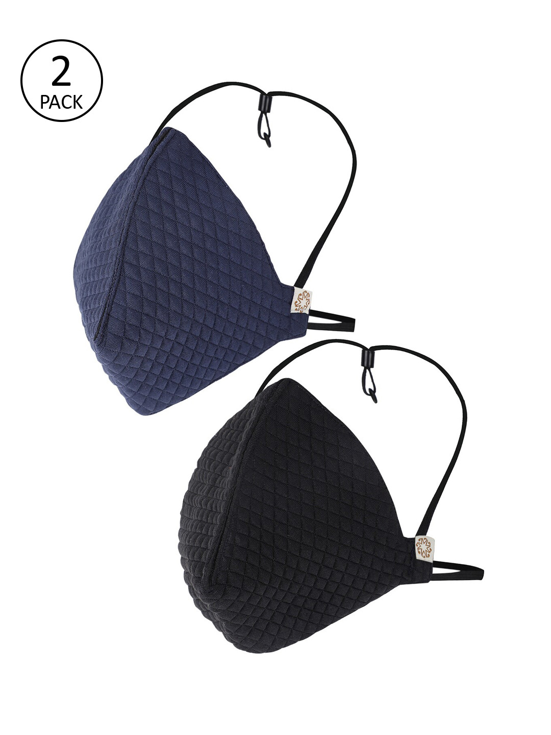 VASTRAMAY Men 2 Pcs 4-Ply Reusable Protective Outdoor Masks With a Potli Bag