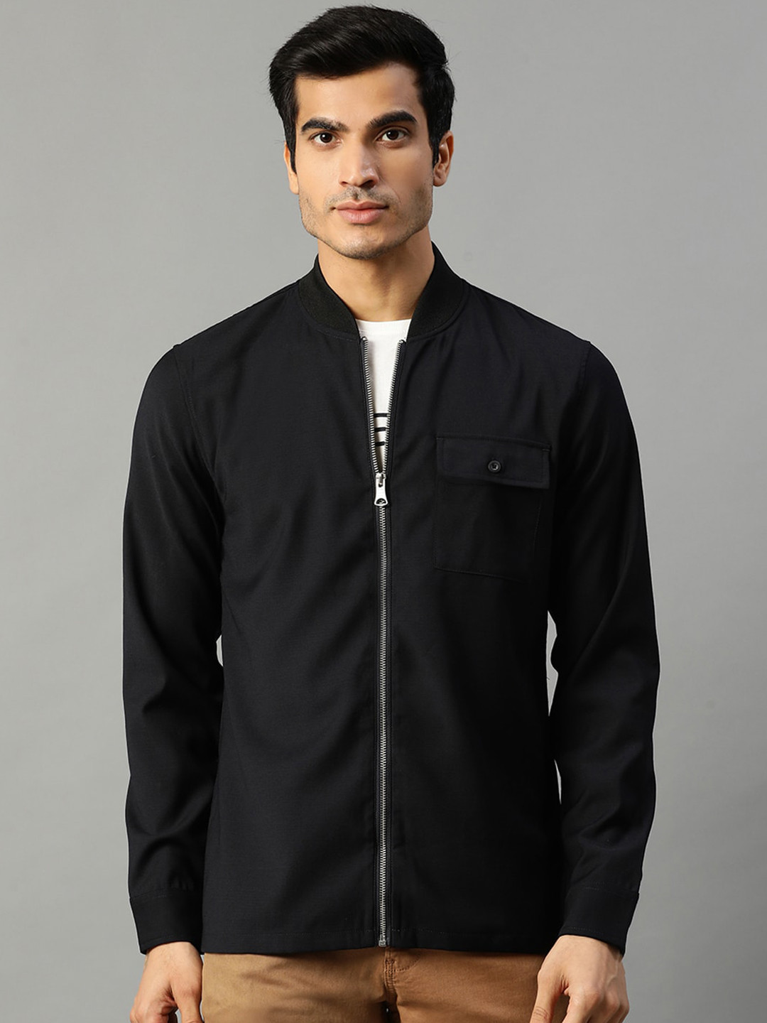 Matinique Men Navy Blue Solid Lightweight Tailored Jacket