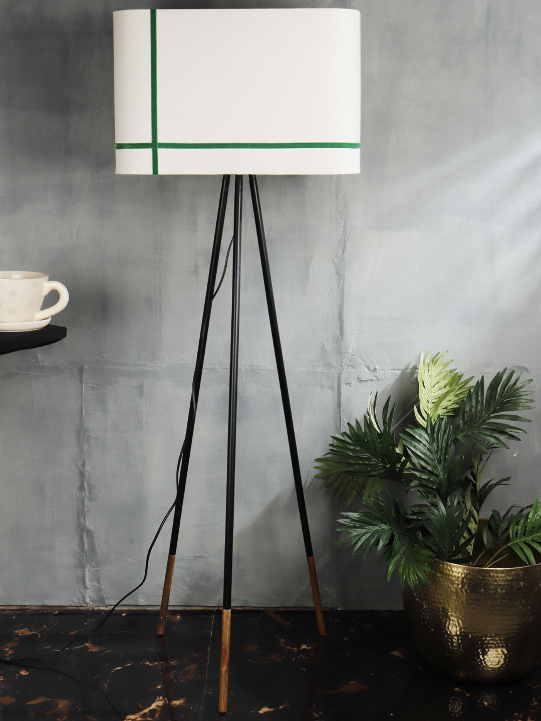 Grated Ginger White Solid  Handcrafted Tripod Lamp