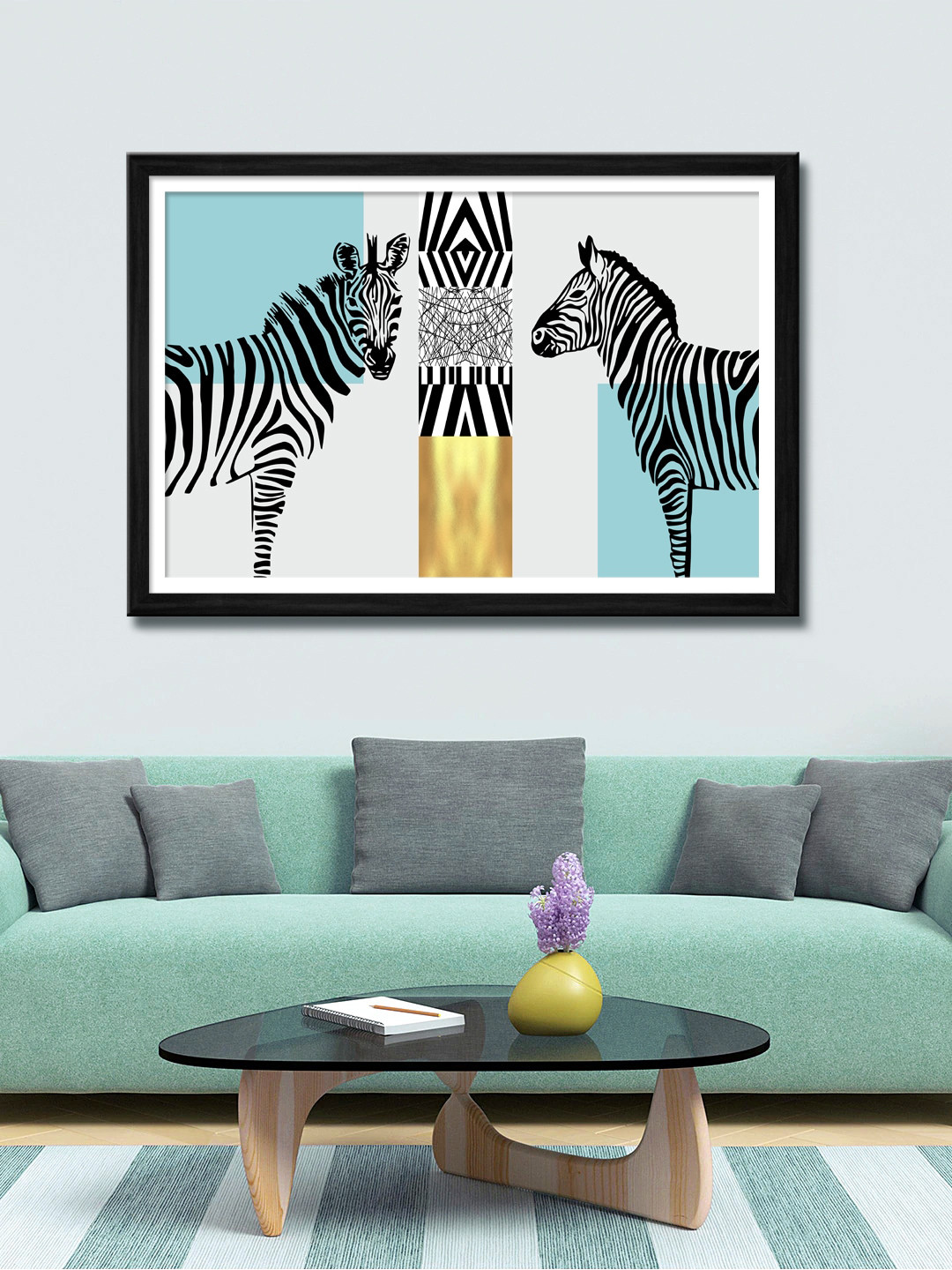 999Store White & Black Two Zebra Canvas Wall Art