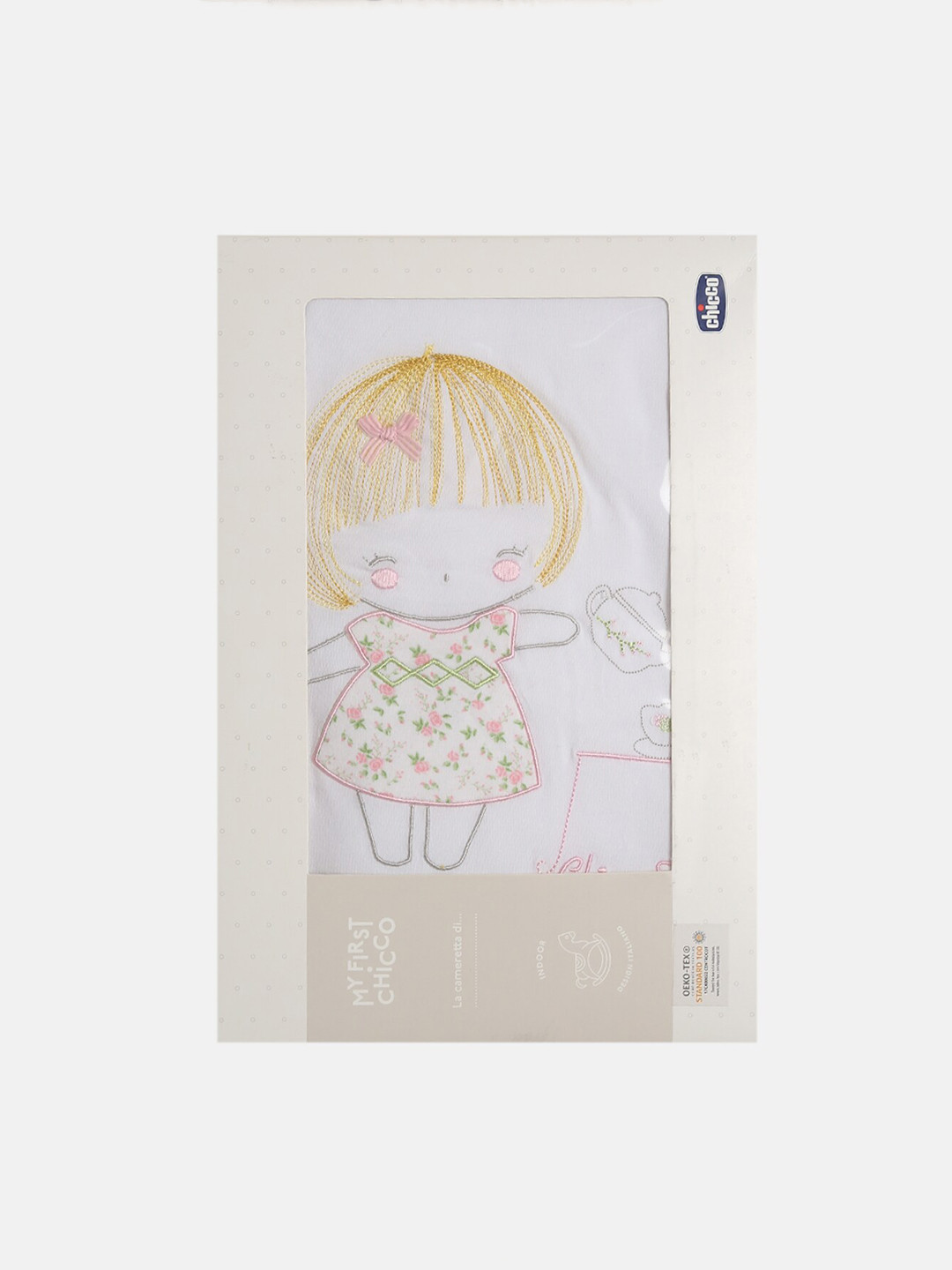 Chicco White & Pink Abstract AC Room 210 GSM Single Bed Blanket