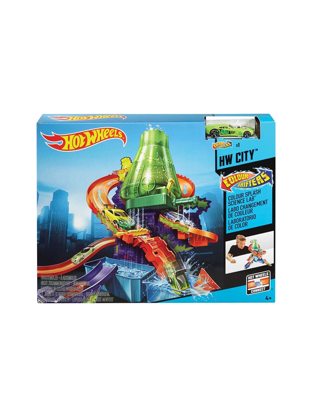 Hot Wheels Kids Blue Orange Shifters Color Splash Science Lab Playset