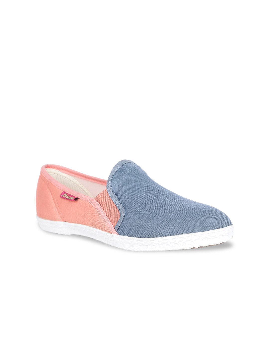 Bata Women Blue & Peach-Coloured Colourblocked Slip-On Sneakers