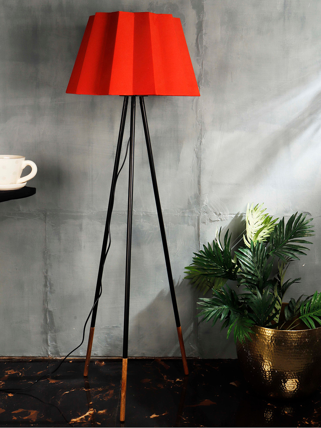 Grated Ginger Orange Solid Tripod Lamp