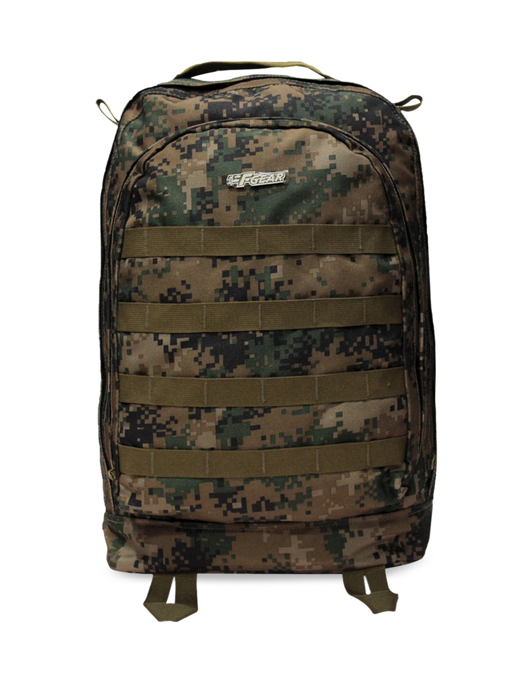F Gear Unisex Olive Green & Brown Camouflage Backpack