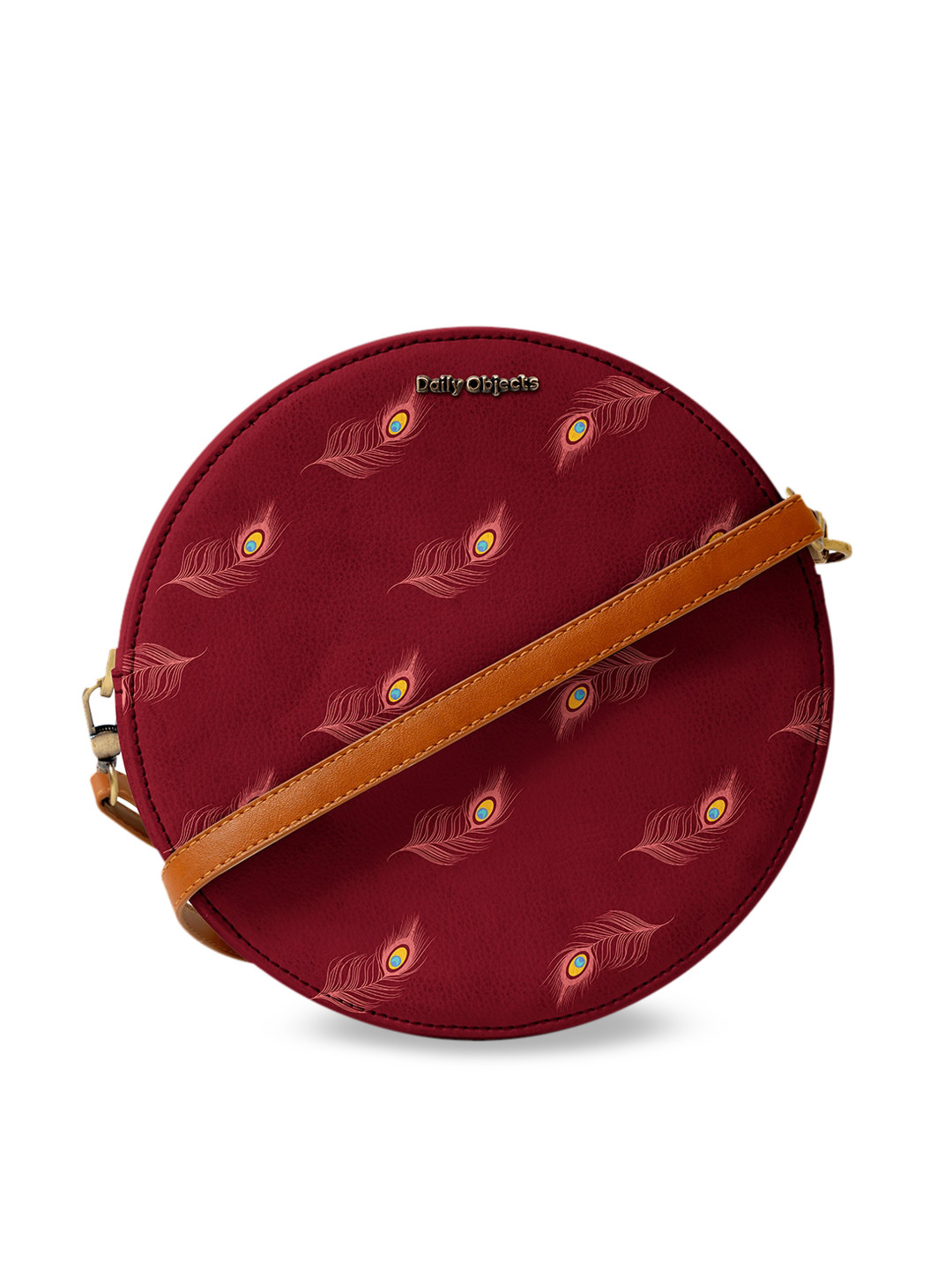 DailyObjects Maroon Feathers Printed Sling Bag