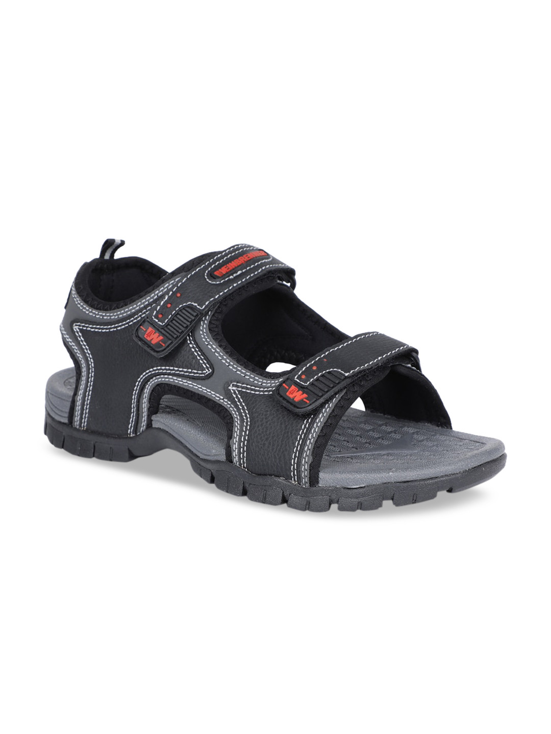 Weinbrenner Men Black & Grey Solid Sports Sandals