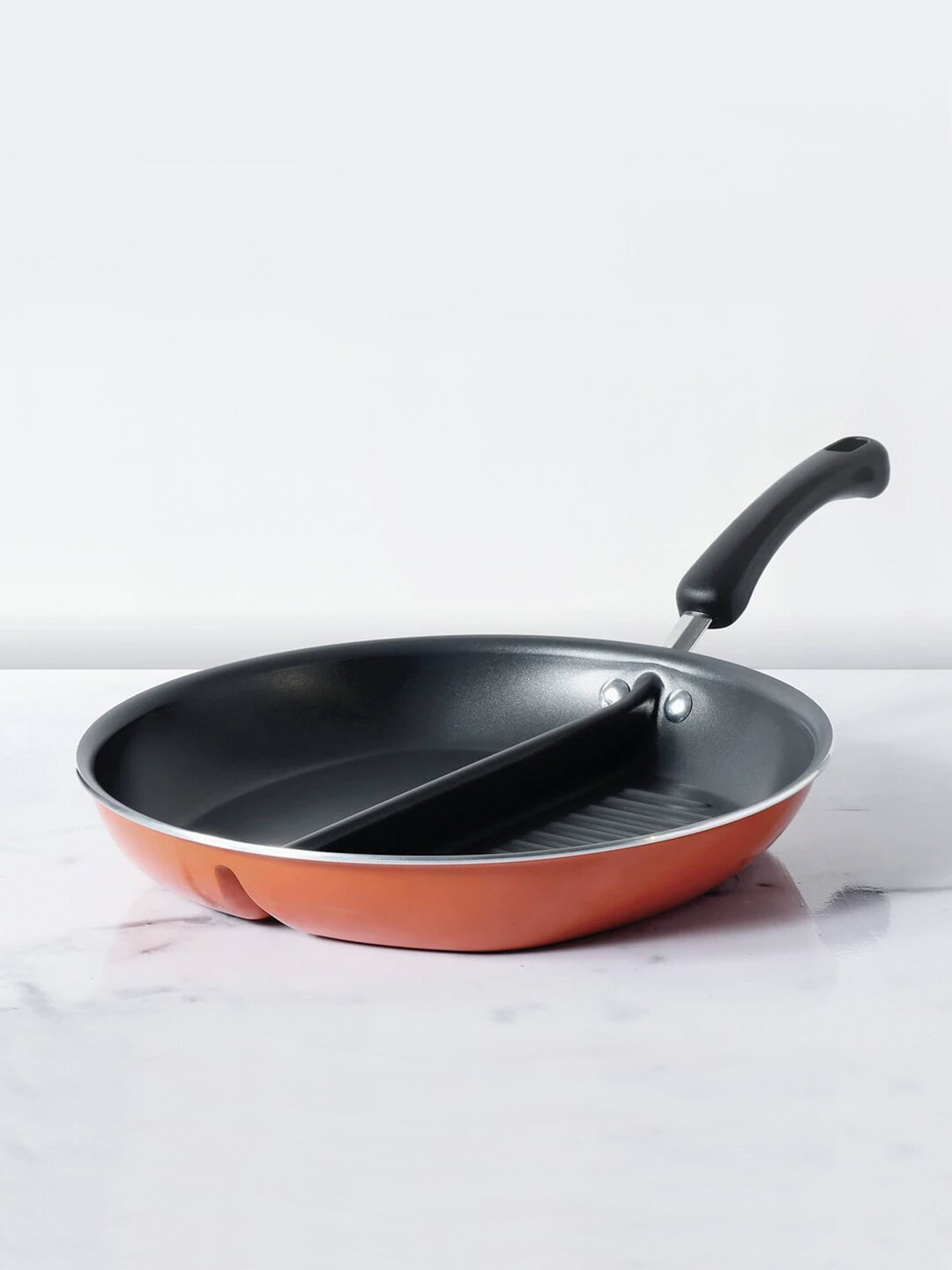 MEYER Orange & Black Non-Stick Divided Grillpan & Frying  30 cm