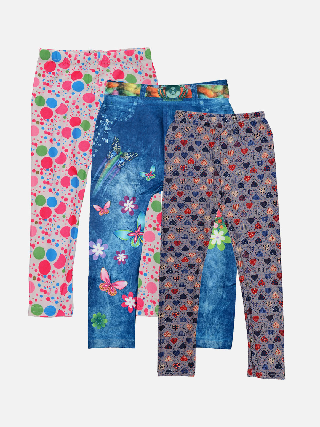 TINY HUG Girls Patterned Pack Of 3 Assorted Tights
