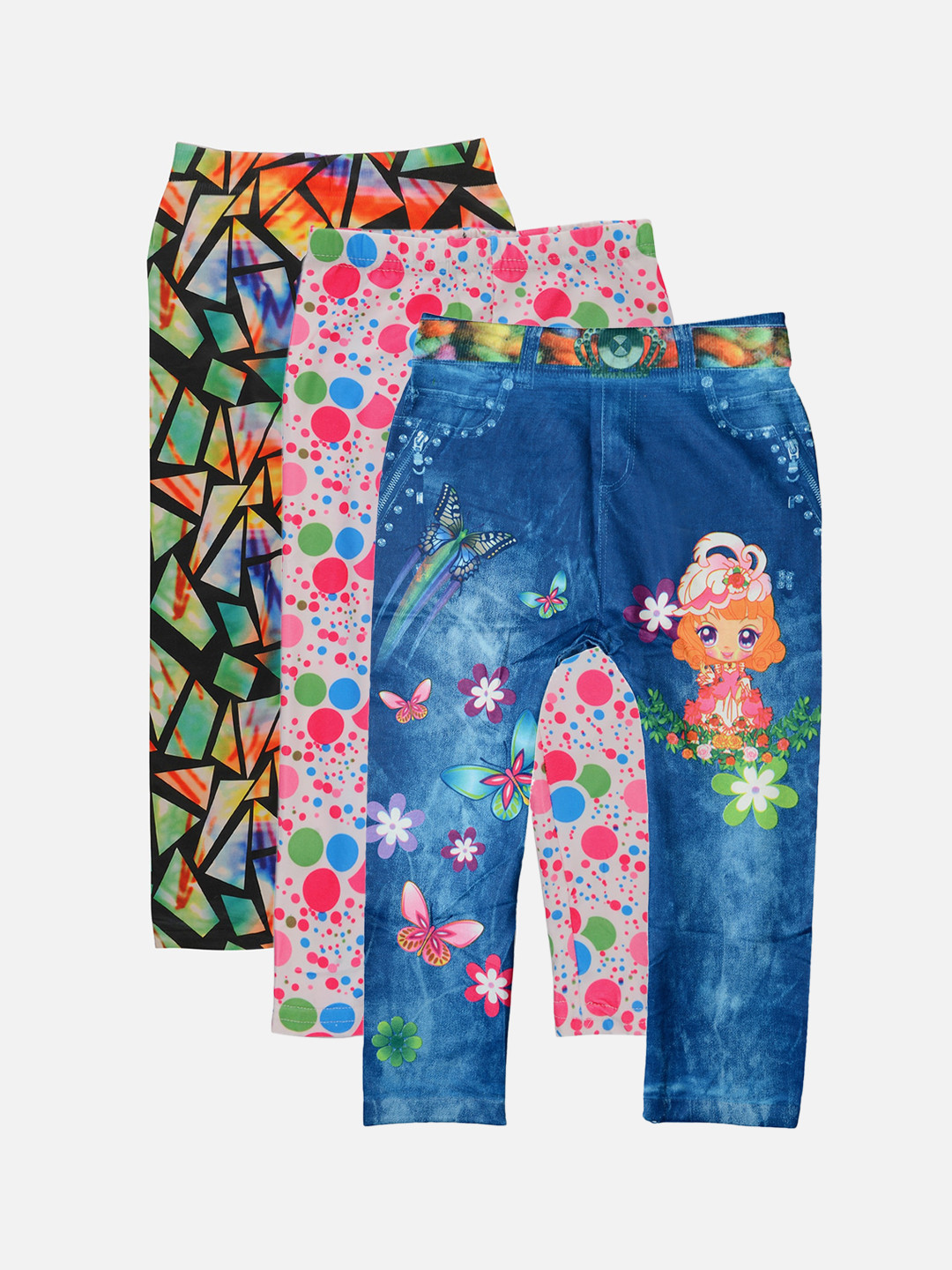 TINY HUG Girls Patterned Pack Of 3 Assorted Tights