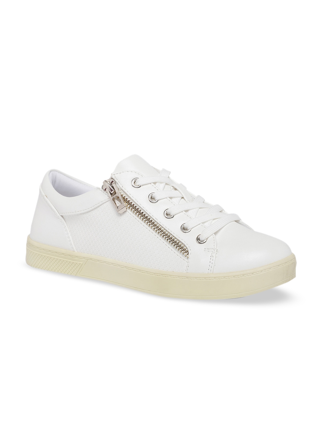 Call It Spring Women White Textured Sneakers