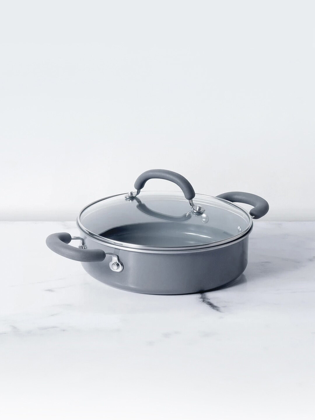 MEYER Grey & Transparent Anzen Ceramic Coated Cookware 24cm Sauteuse With Lid