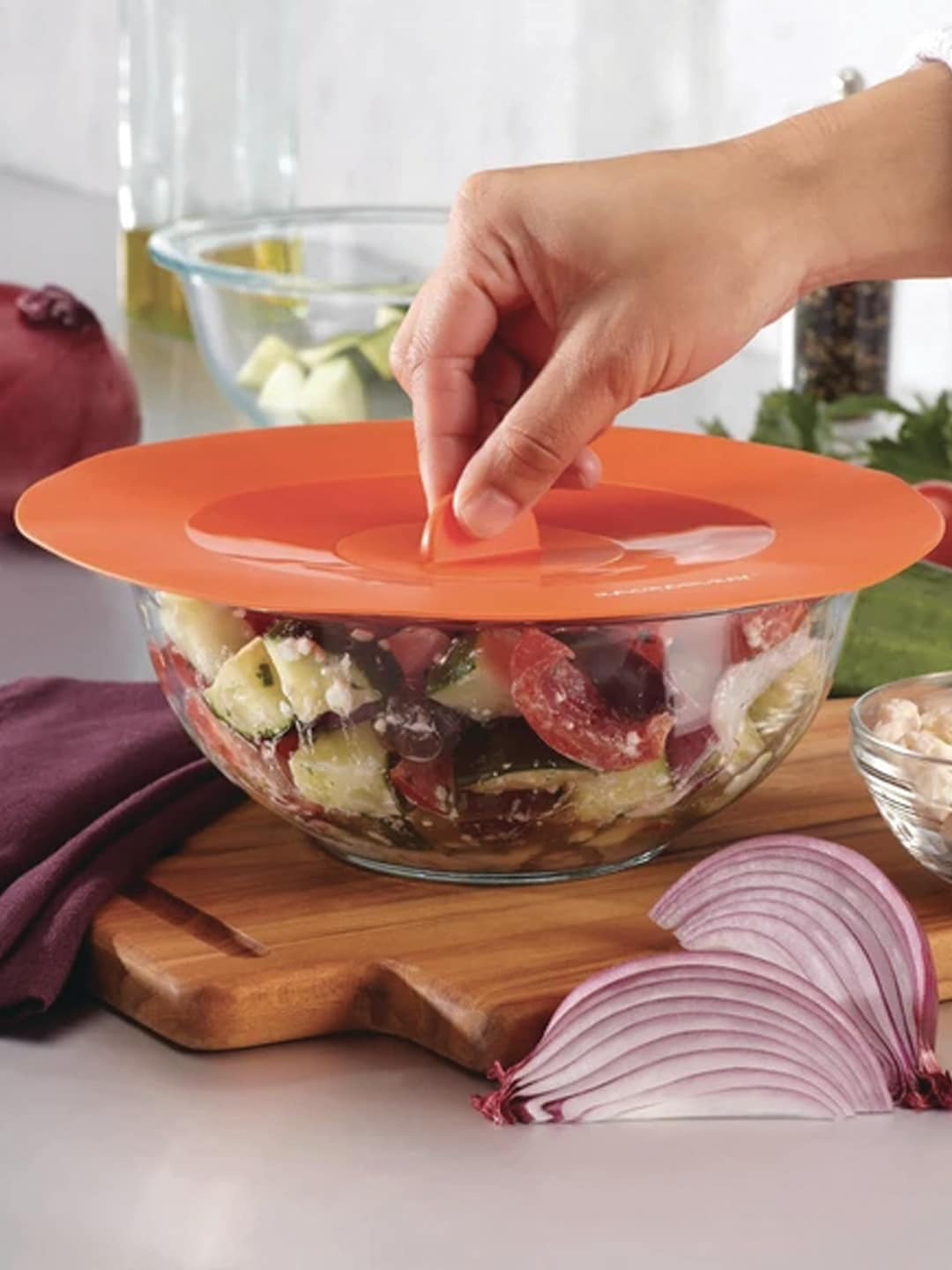 MEYER Orange Food Freshness Saver Silicone Suction Lid