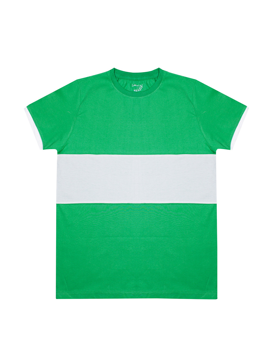 Luke & Lilly Boys Green & White Colourblocked Round Neck T-shirt
