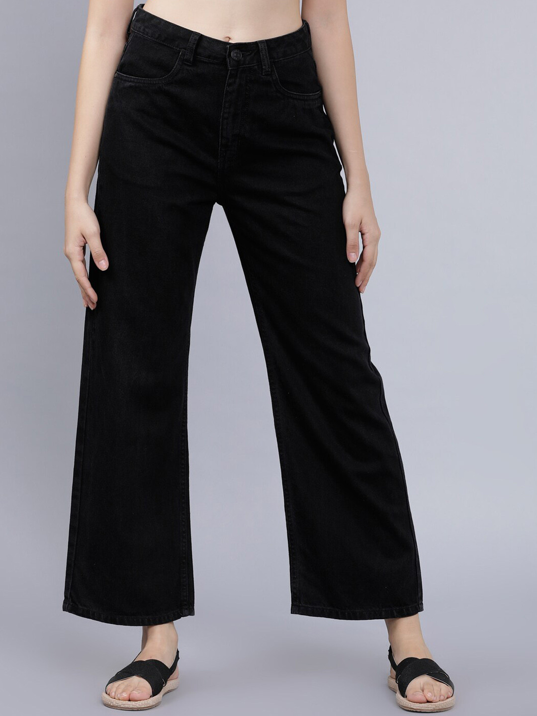 Tokyo Talkies Women Black Flared Mid-Rise Clean Look Jeans