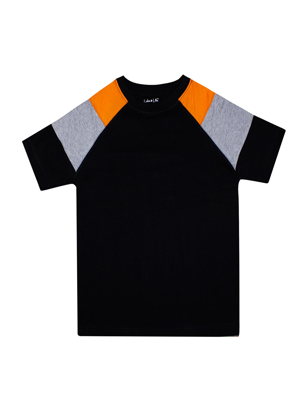 Luke & Lilly Boys Black & Grey Solid Round Neck T-shirt