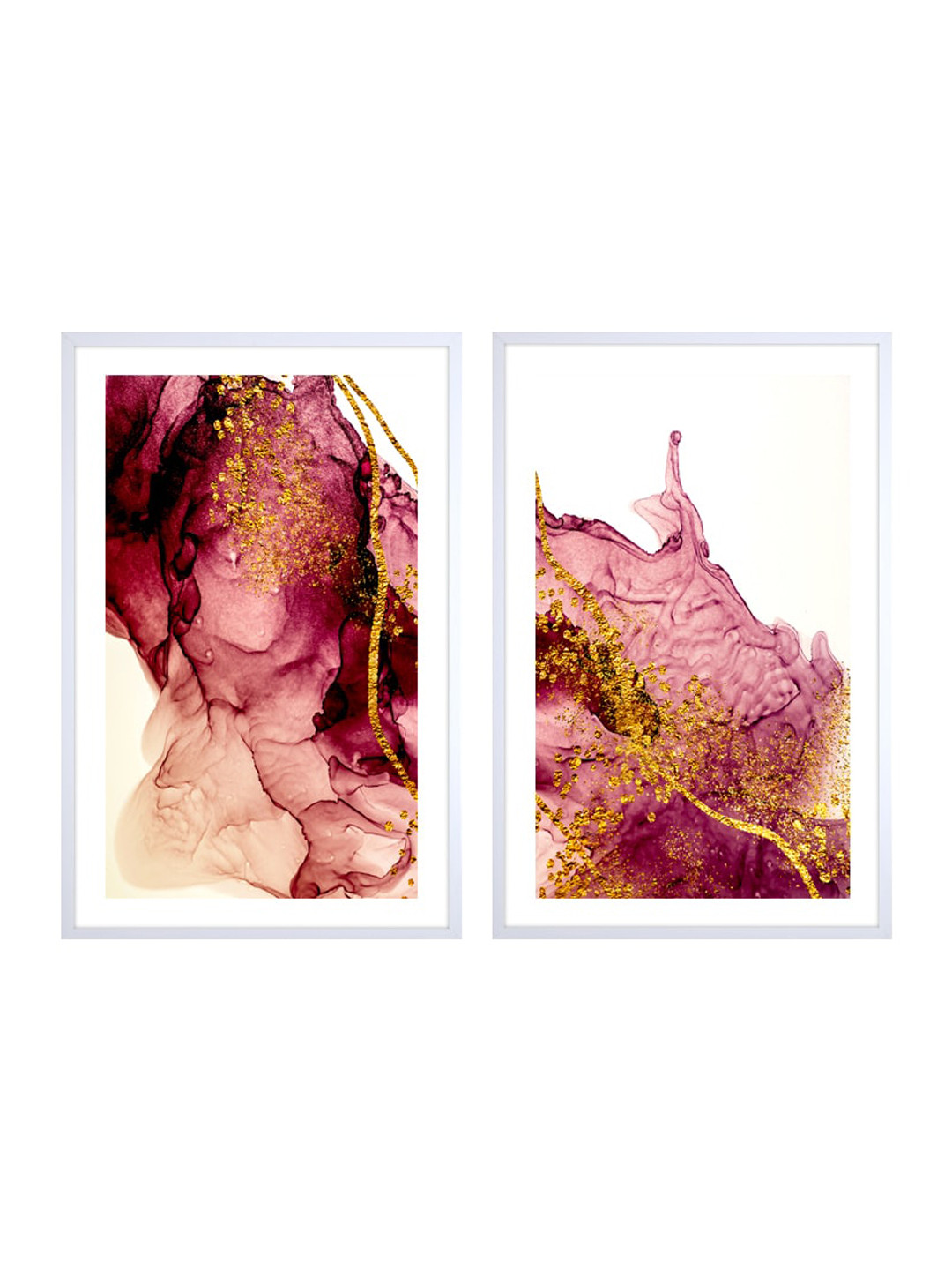 999Store Set Of 2 Purple & Gold-Toned Abstract Printed Wall Art
