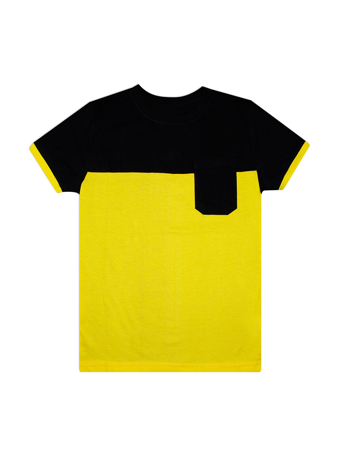 Luke & Lilly Boys Yellow & Black Colourblocked Round Neck T-shirt