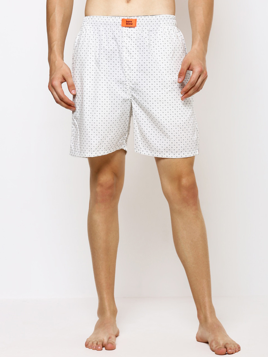 Bareblow Men White & Grey Printed Boxers