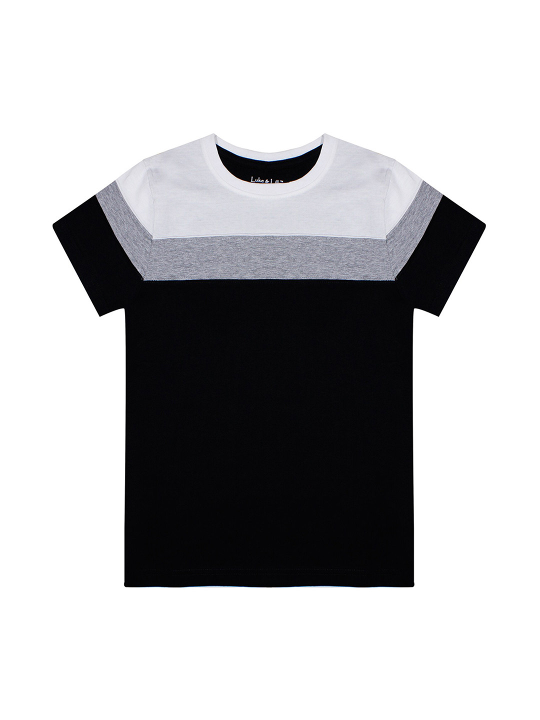 Luke & Lilly Boys Black & Grey Colourblocked Round Neck T-shirt
