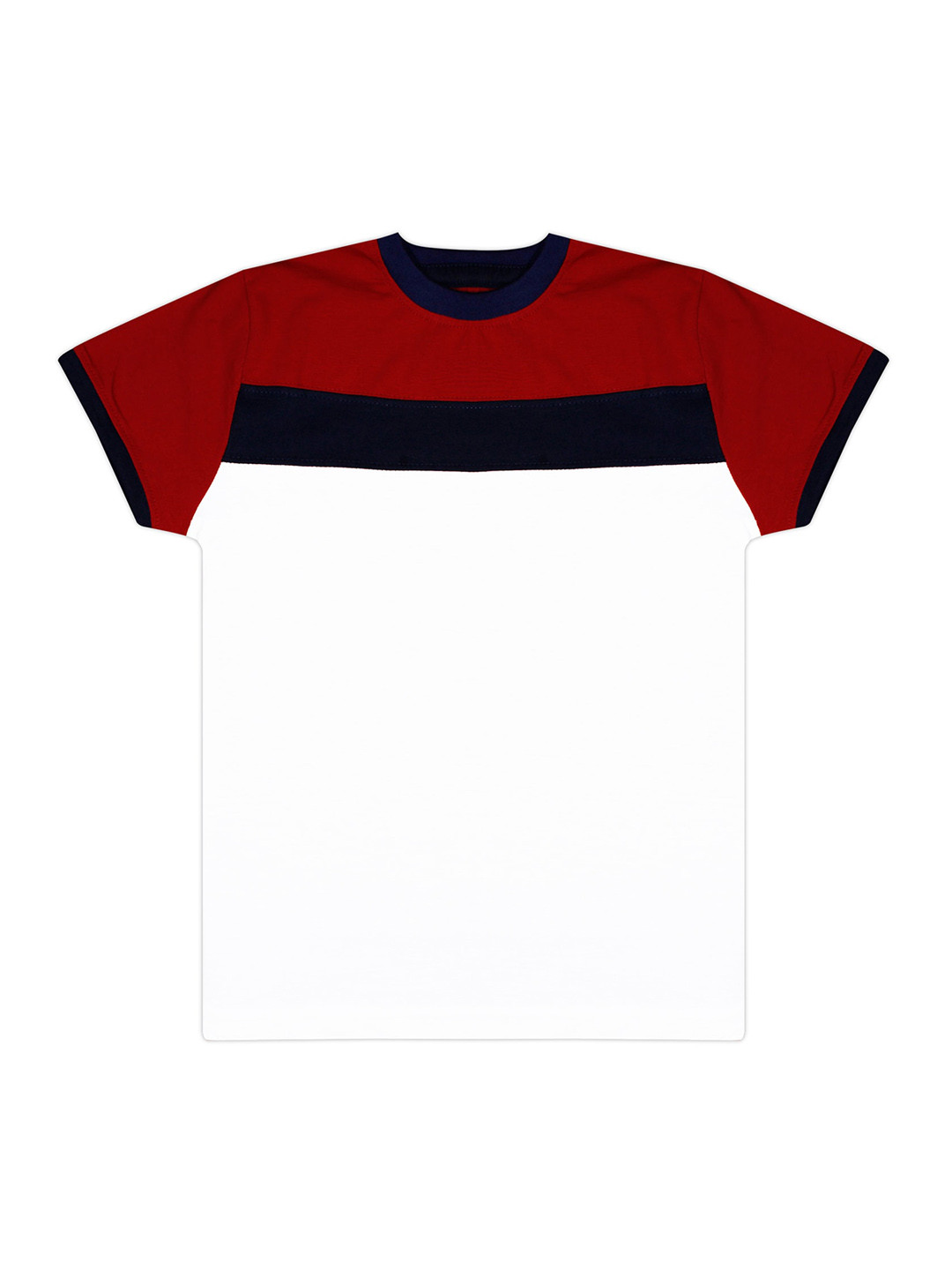 Luke & Lilly Boys White & Red Colourblocked Round Neck T-shirt
