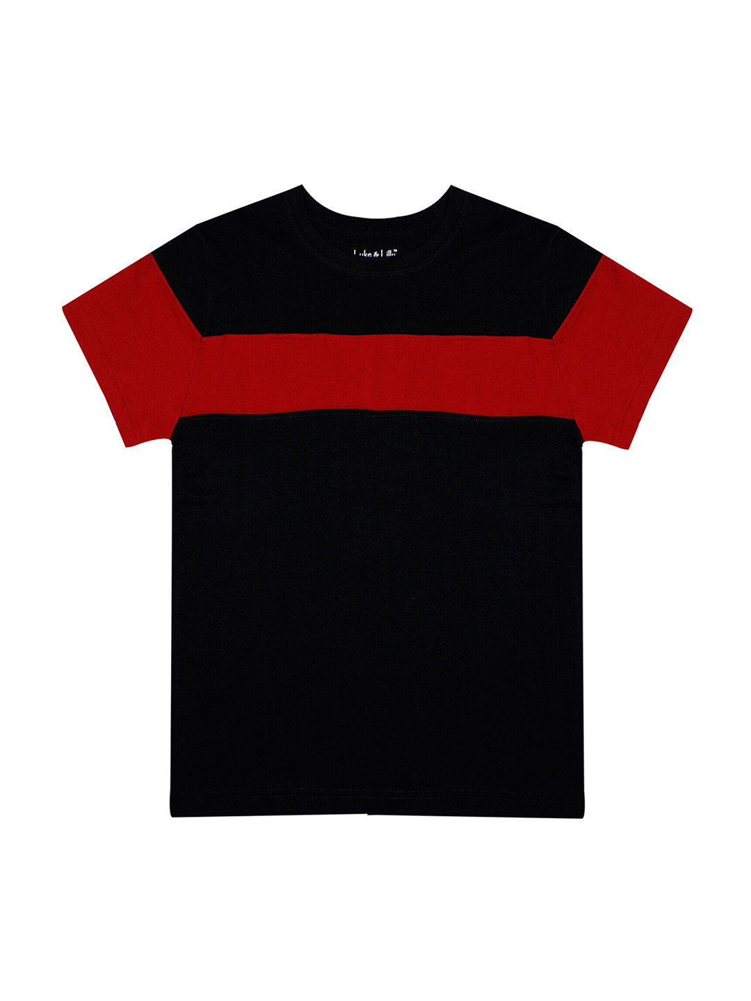 Luke & Lilly Boys Black & Red Colourblocked Round Neck T-shirt