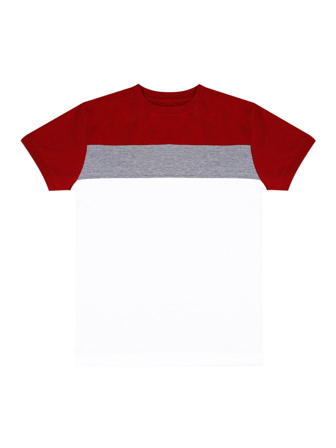 Luke & Lilly Boys White & Red Colourblocked Round Neck T-shirt