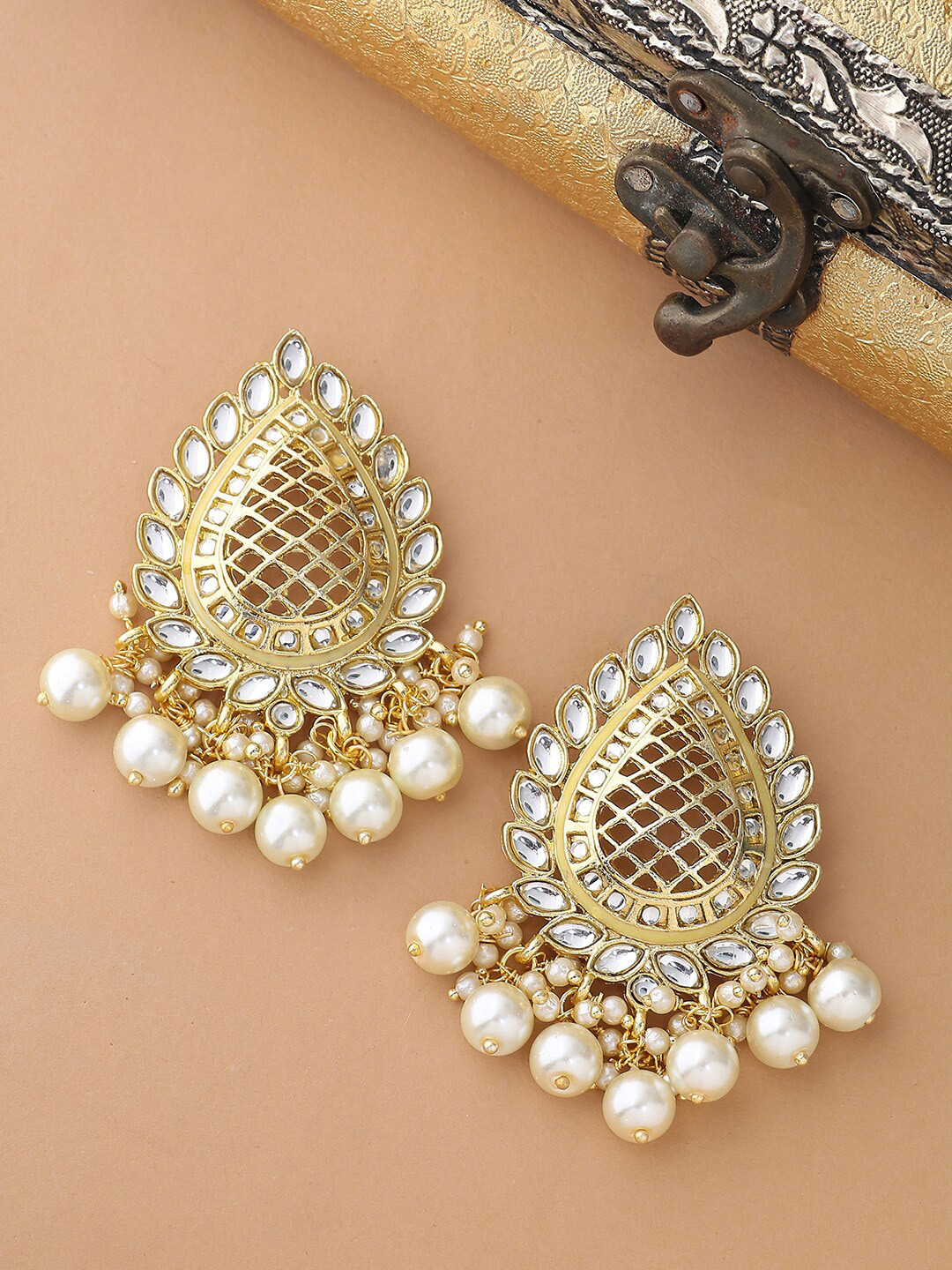 Shoshaa Gold-Plated & Yellow Teardrop Shaped Drop Earrings