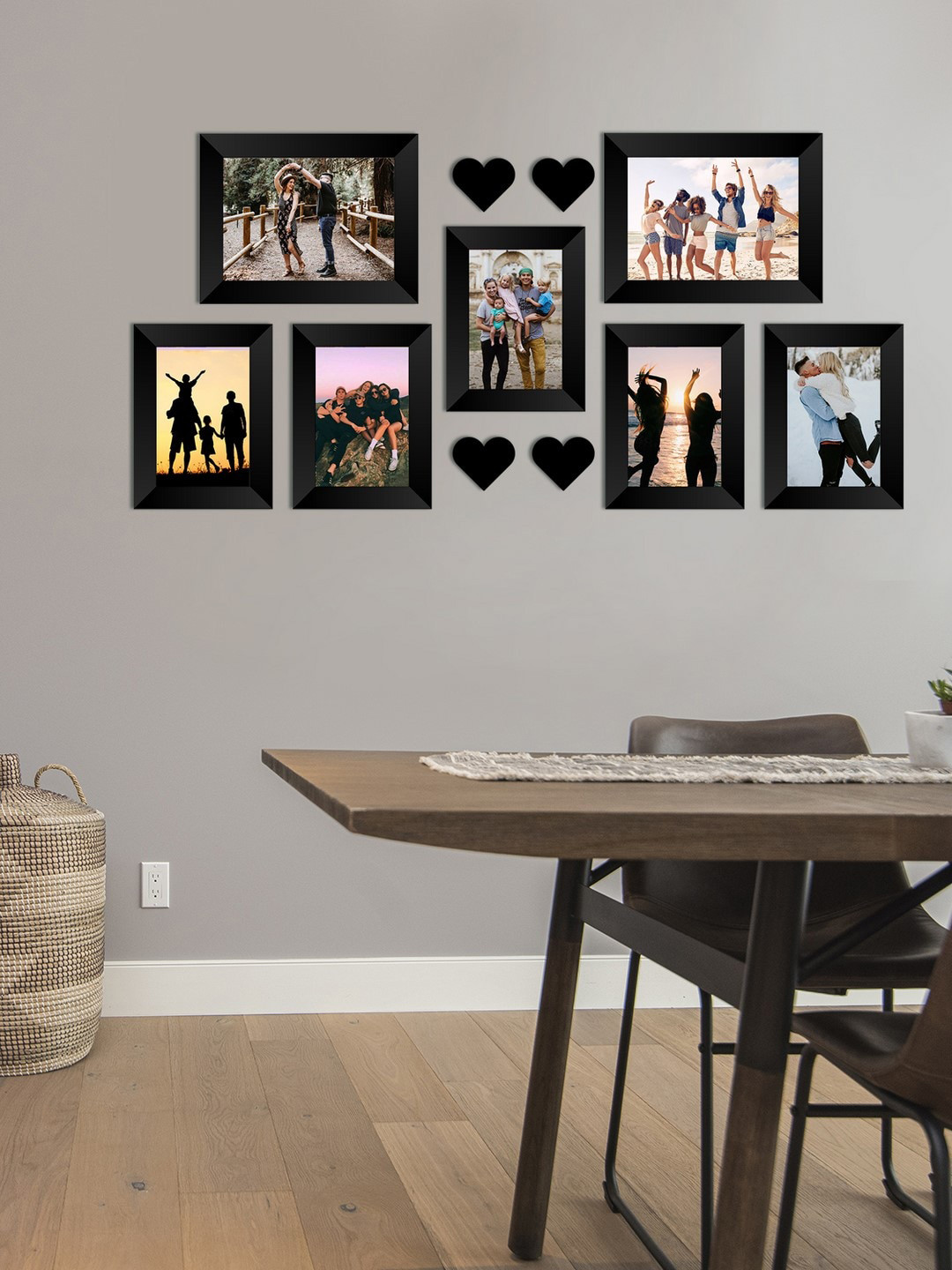 eCraftIndia Set of 7 Black Wall Collage Photo Frames
