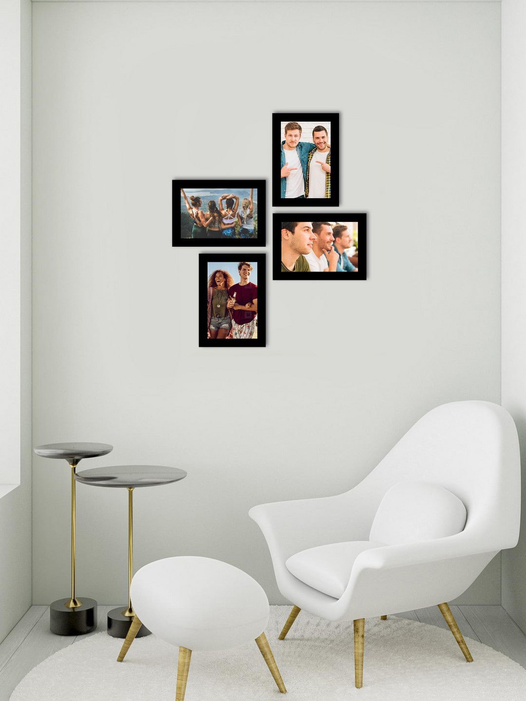 eCraftIndia Set of 4 Black Wall Collage Photo Frames