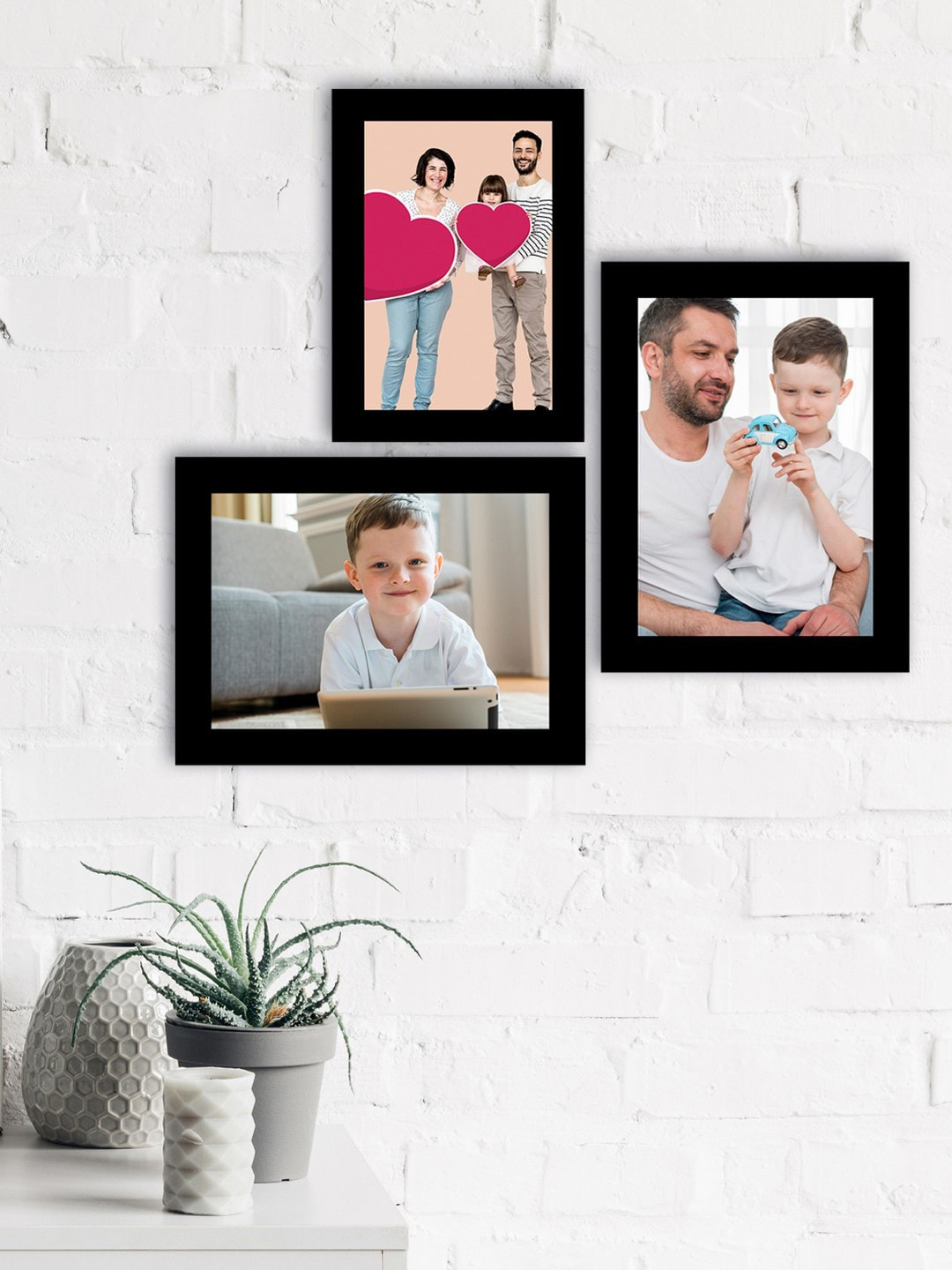 eCraftIndia Set of 3 Black Wall Collage Photo Frames
