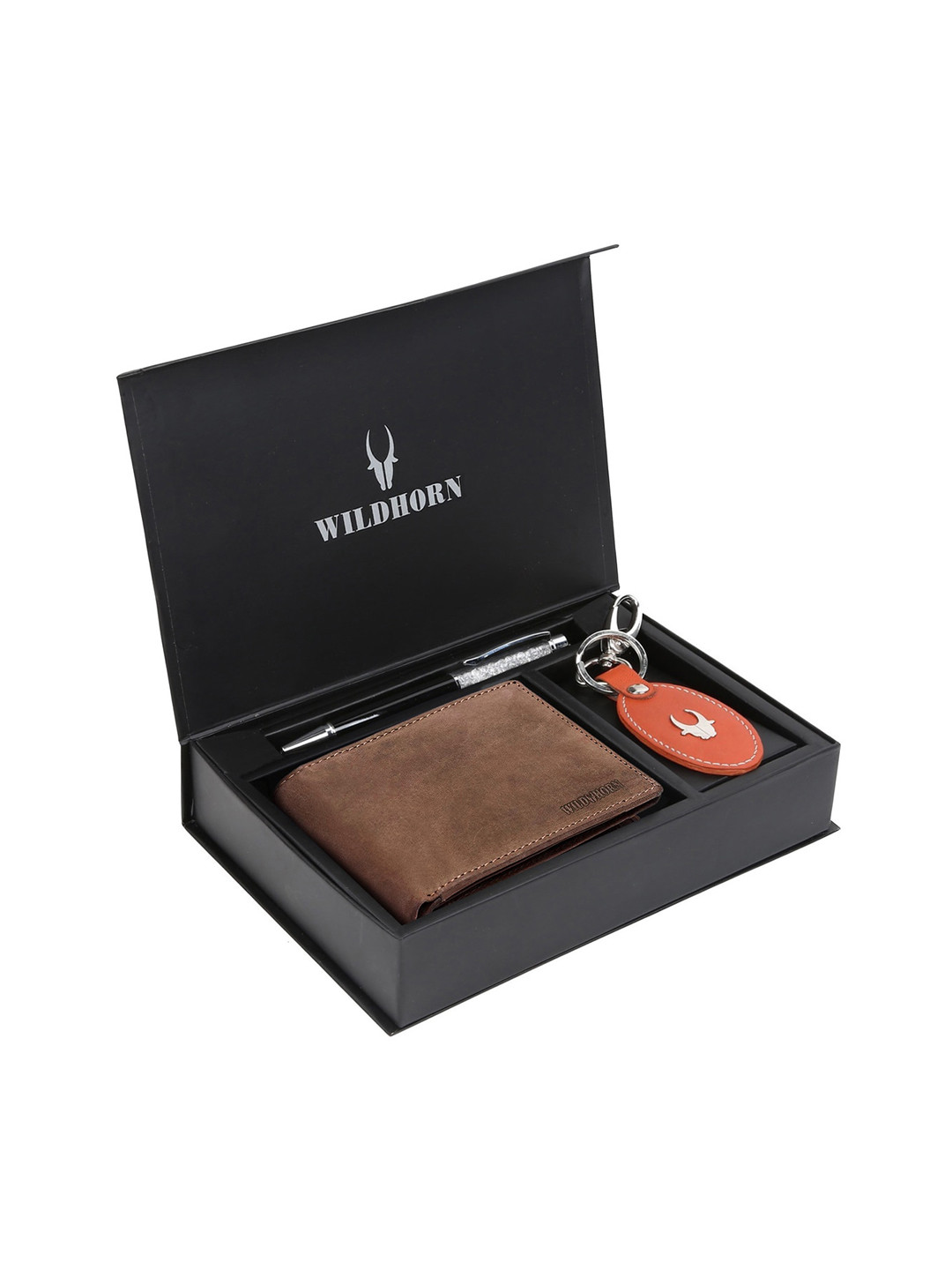 WildHorn Men Tan Brown & Red RFID Protected Genuine High Quality Leather Accessory Gift Set